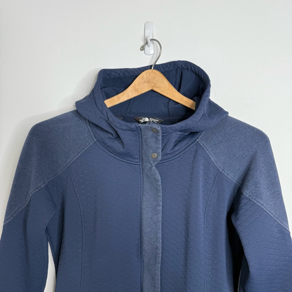 The North Face Caroluna Quilted Hooded Fleece Jacket Coat Blue Size L - Picture 4 of 15